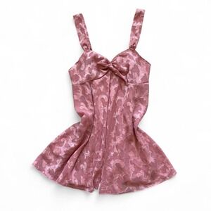 Vintage Victoria's Secret gold label tie front floral blush pink mini slip dress